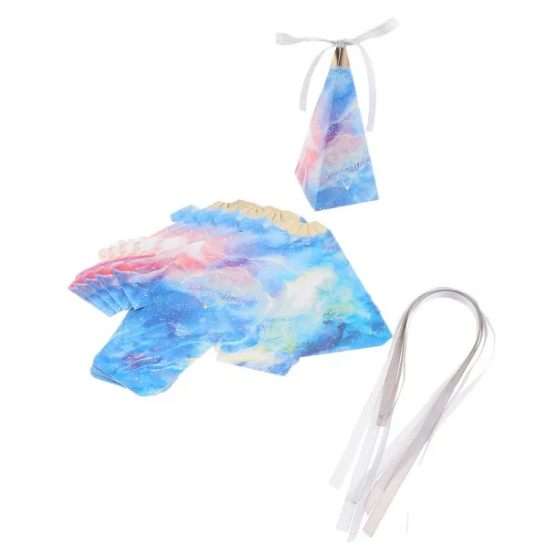 Zld 별이 빛나는 파란색 별색 종이 리본 파티 6 각주 사탕 상자 6 개 세트