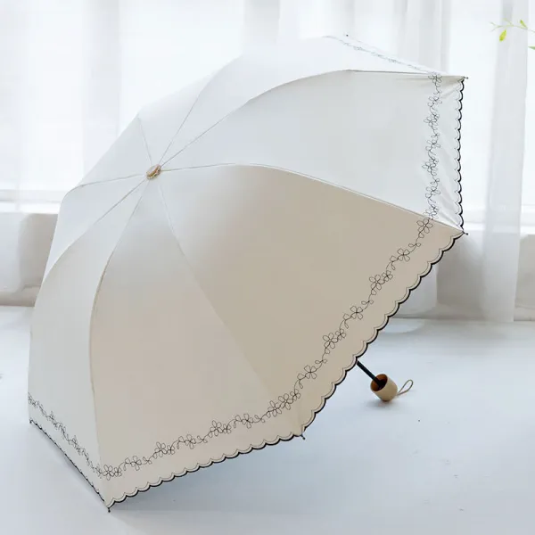 전자동 선우산 선셋 앤티크 심플 파라솔 여 자외선 차단 스마트 휴대용 투, 클래식 수동 타입 mdash베이지