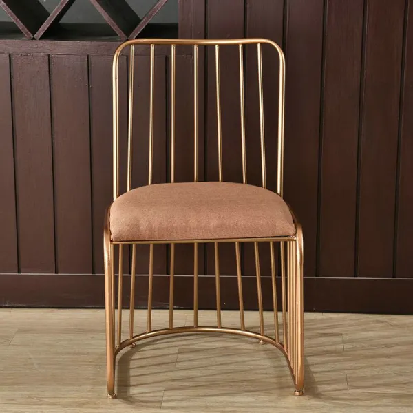 식탁의자 북유럽스타일의 철공예 등받이의자 현대적인 캐쥬얼 홑의자 심플 골드색 식당의자, T02-낮은 금액 등받이O