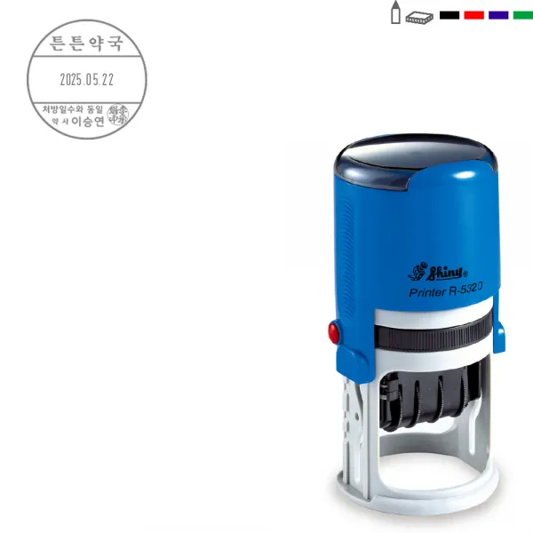 고무인닷컴 도장파닷컴 날짜회전인 지름32mm 주문제작 자동스탬프, 검정