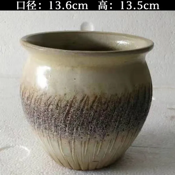 고기 화분 도자기 손당김 말뚝 고풍 사기 분 굵기 도기 동그맣다 환원 화이트 미디엄