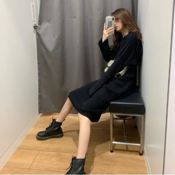 스텔라 여성겨울니트원피스 후드 빅사이즈P10