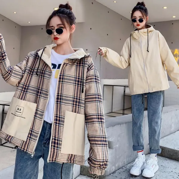 빅피플 체크n2 아우터 가을 루즈핏 자켓 후드