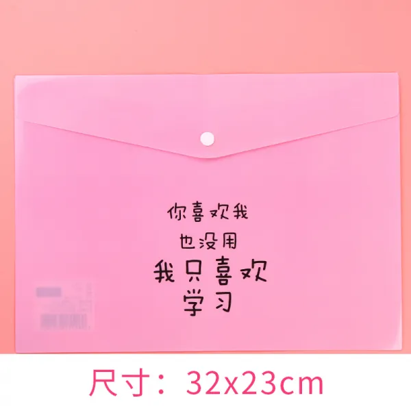 플라워 클리어파일 A4 비닐 플라스틱 문서봉투 큐트 애니메이션 자료주머니 휴대 스냅 문구용, 수박홍 너 나를 좋아해 또한 쓸데없다