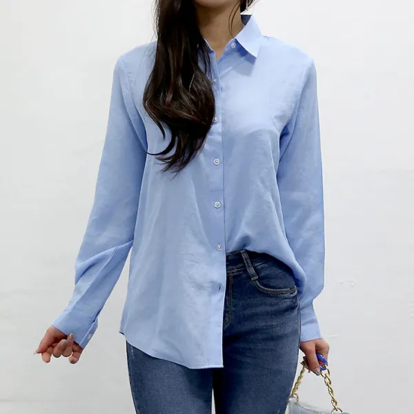 여자친9 [당일발송] 좋은소재 구김없는 데일리 긴팔셔츠-7칼라