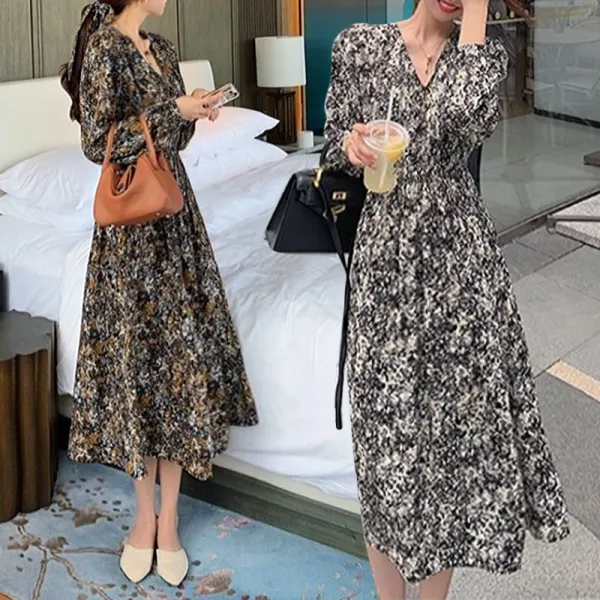 르엠마 아리안느 하객룩 정장룩 모임룩 여자쉬폰 여성쉬폰 간절기원피스 긴팔원피스 롱원피스 프릴원피스 플라워원피스 봄원피스 쉬폰 원피스