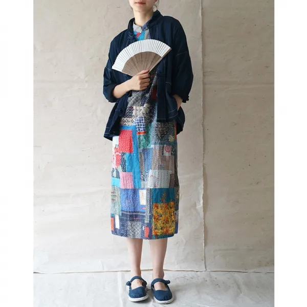 Bear 패치워크 원피스 짜집기 의상 여자 누더기 패션 Gc 000080669