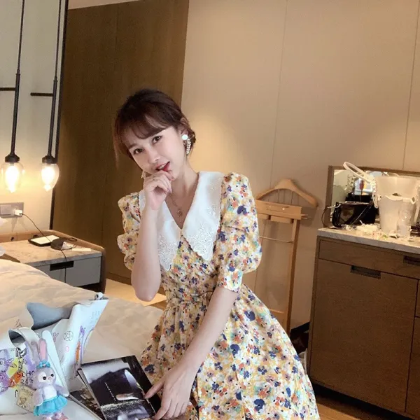 마멜뷰 여름 린넨 퍼프 원피스 분위기 여신 범법식 빈티지 도라지 첫사