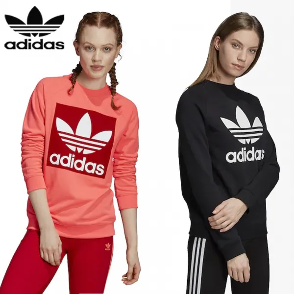  해외 미국정품 Adidas Originals Adicolor Trefoil Crew 아디다스 오리지널 아디컬러 트레포일 여자 크루넥 로고 맨투맨 긴팔 티셔츠