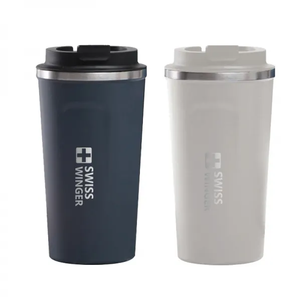 스위스윙거 커피텀블러 1+1 스텐텀블러 진공 냉온텀블러 그란데사이즈 510ml, 네이비, 화이트