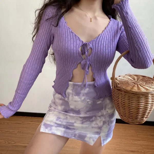 GOGIRLGO 보이핏 볼륨 스트랩 페블럼라인 화이트 펀칭가디건 여성 초 가을