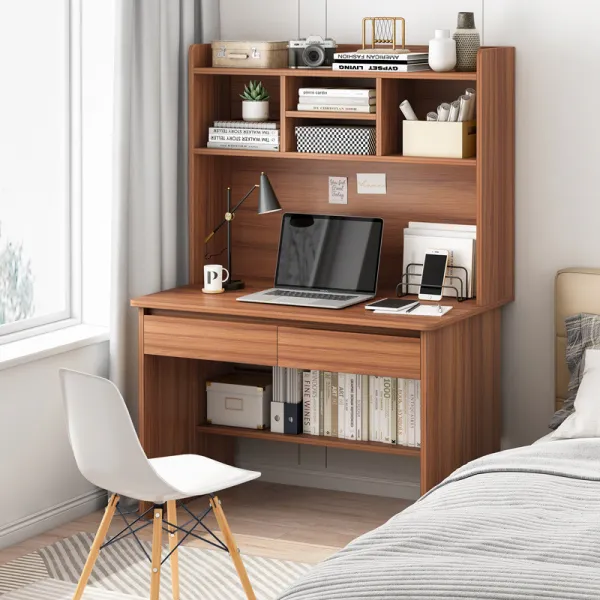 코코유통 콤비네이션 가정용 싱글 심플 모즈 학습서 사무실 작업테이블 탑 컴퓨터선반, 80CM 라이트 호두 다원화 수납 전