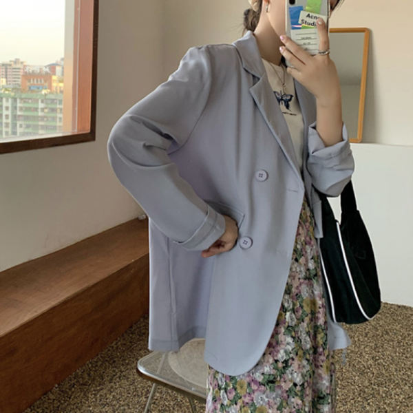 뚱뚱한 여자 누이동생 가을 와이드 루즈핏 긴 소매 셋업 외투녀 빅 야드 미드 롱 소서 유니폼