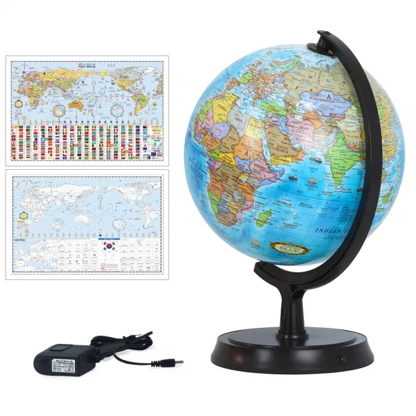 맵소프트 24cm 오션 지구본 10종 택1 언어 인구수 수록 전문가가 만든 진짜 찐!, 8번_24cm 영어판 블루 조명 지구본 (24E-BL)