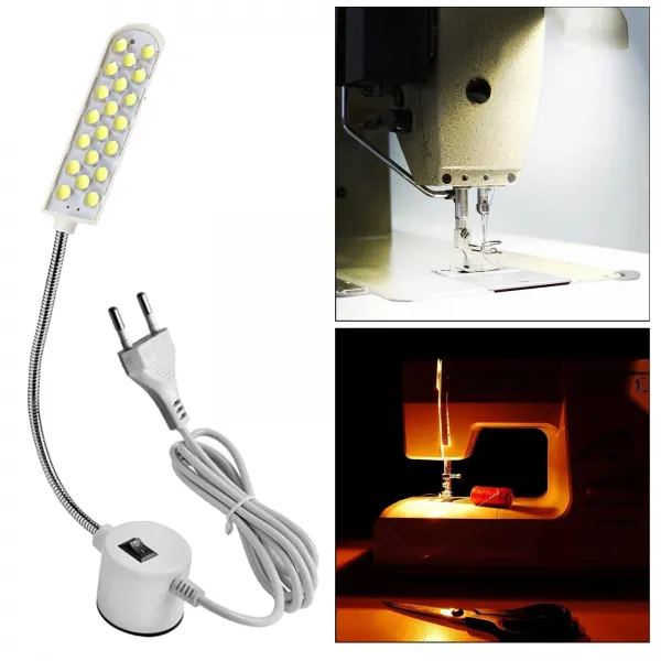 Stk 220v 산업 꿰매십시오 옷 기계 Led 빛 작업대 자석 기본적인 램프 85x23mm 하얀 플라스틱 Abs