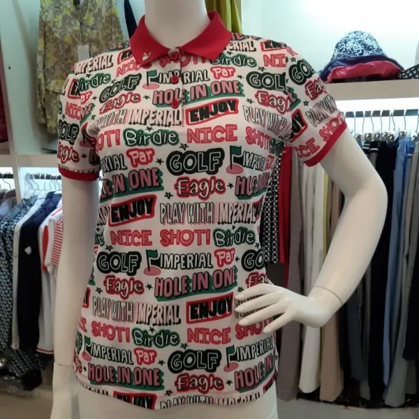 임페리얼 동아강북 여성 캐주얼 프린트 반팔 카라 티셔츠 P0a1211 핑크