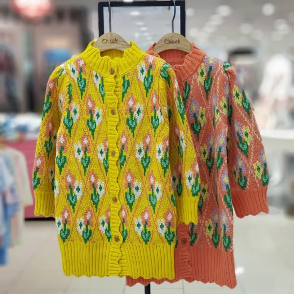 치크 30%sale~~*2020FW* 매년 사랑받는~~ 여아 꽃자가드 스칼럽 롱~~가디건