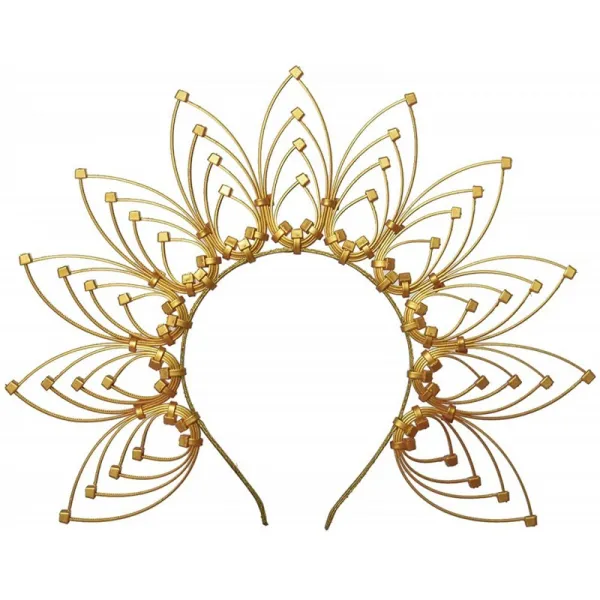 고딕 양식의 크라운 Halo Crown Sunburst Zip Tie Headband Feather Crown Gold Halo Headband (Gold), 1, 단일상품