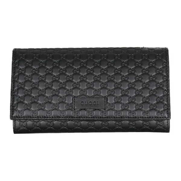  Pji 구찌 449396 여성 마이크로시마 가죽 장지갑 블랙