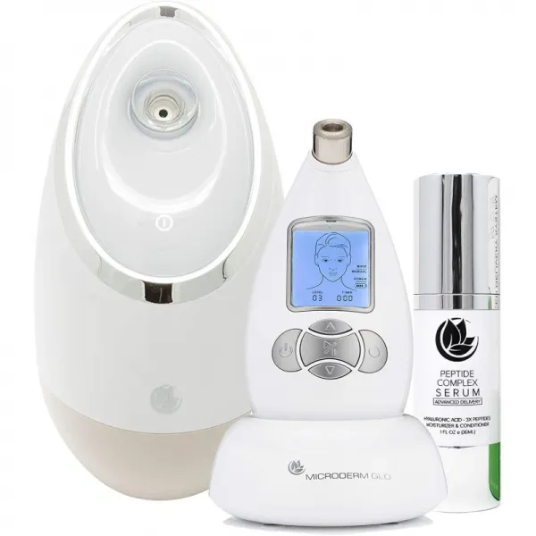 Microderm GLO 페이셜 스파 스킨케어 번들 다이아몬드 마이크로더마브레이징 시스템 페이셜 스파 펩타, 1