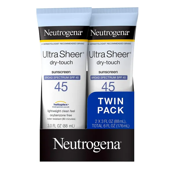 neutrogena 과격파 깎아지르다 dry-touch 물 저항하는 그리고 좋아하는 자외선 차단제 로션 로 넓은 스펙트럼 spf 45 tsa-compliant 여행 크기 3