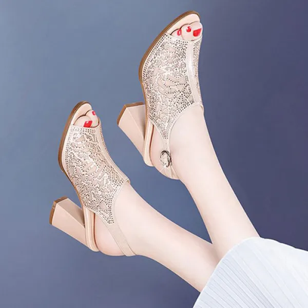 요나걸 여성 샌들 스트랩 버클 통굽 오픈 토우 하이힐 신발 구두 슈즈 여름 여자샌들