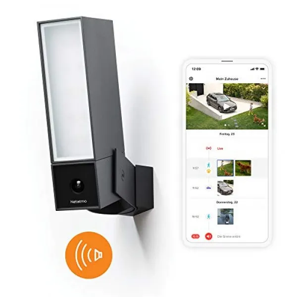 105 dB 사이렌 WiFi 통합 조명 동작 감지 야간 투시경 구독없이 NOC-S-DE와 함께 실외용 Netatmo Smart 감시 카, 단일상품