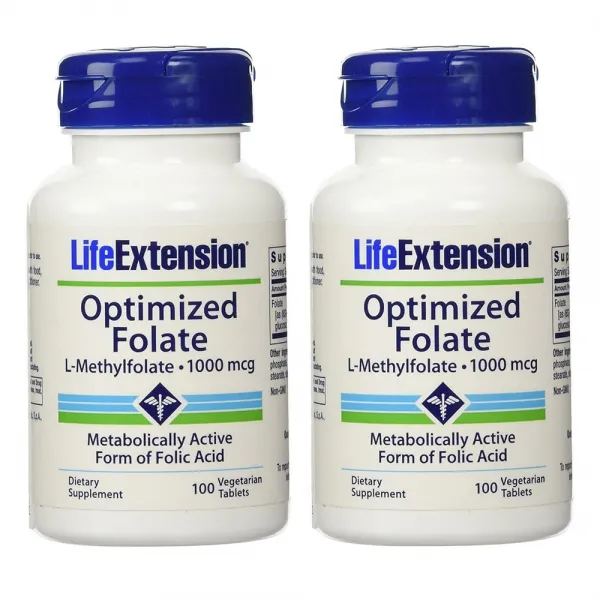 Life Extension 라이프익스텐션 4세대 활성형엽산 B9 1000mcg 100캡슐(병당 약3개월) 임신준비영양제, 1mg, 2병