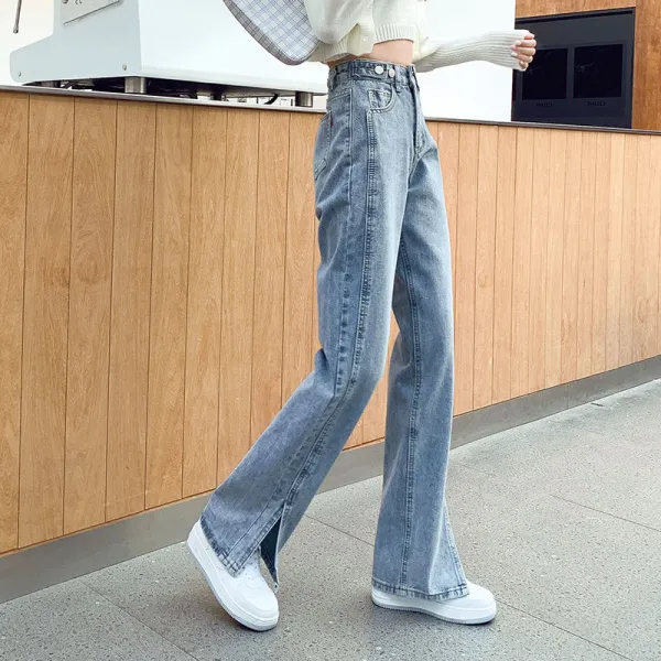 성원몰 하이웨스트슬림슬랙스와이드팬츠 트임청바지 여성 루즈핏 일자 통 년 봄옷 시 슬림핏 트렌드