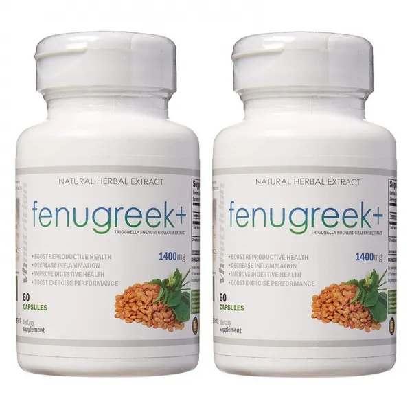 VH Nutrition (2병) 브이에이치뉴트리션 호로파씨앗 추출물 파우더 700mg 60캡슐(병당 약1개월), 1mg, 2개