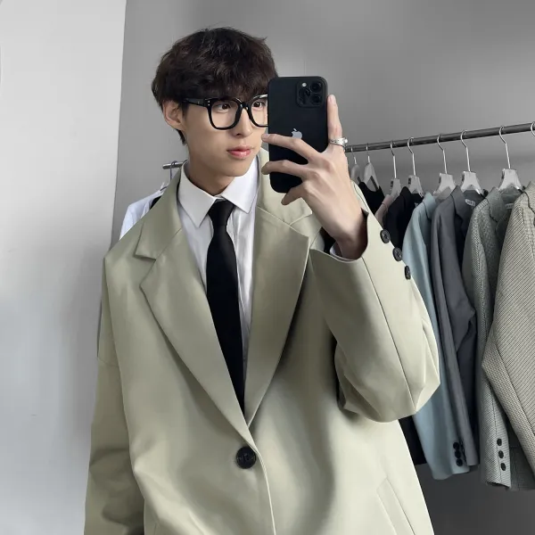 정장 코트 핑크 남자 트렌드 와이드 루즈핏 캐주얼 톱 단 고퀄리티 건달에게 감사하다 남성의류 3855063060