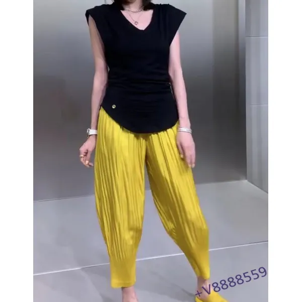 여름민소매티셔츠 한데 모으다 미 브이넥 슬림 보여 베이스 타입 런닝 쇼트 여자 4761968213