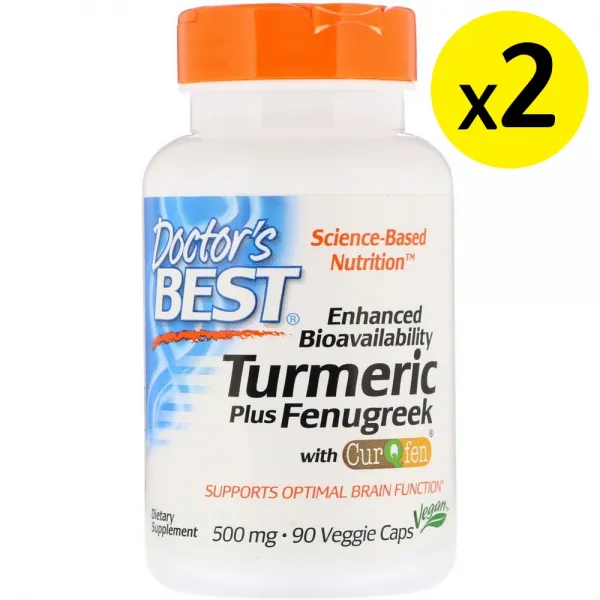 Doctor's Best 강화된 생체이용률 강황 호로파 500mg정 90정 2개, 선택, 상세설명참조