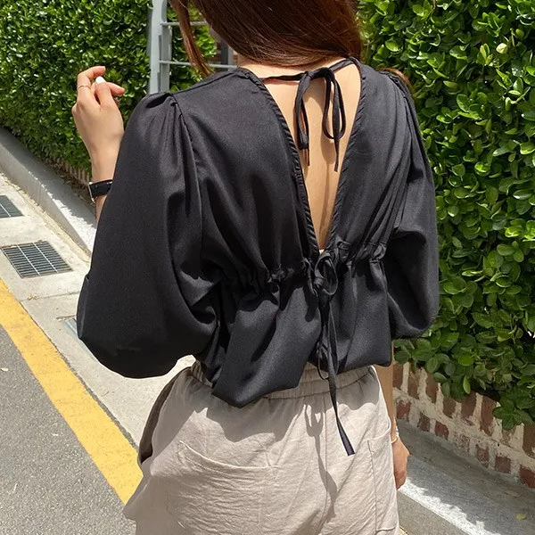 바잉몰 여성 과감 뒷트임 블라우스 셔츠