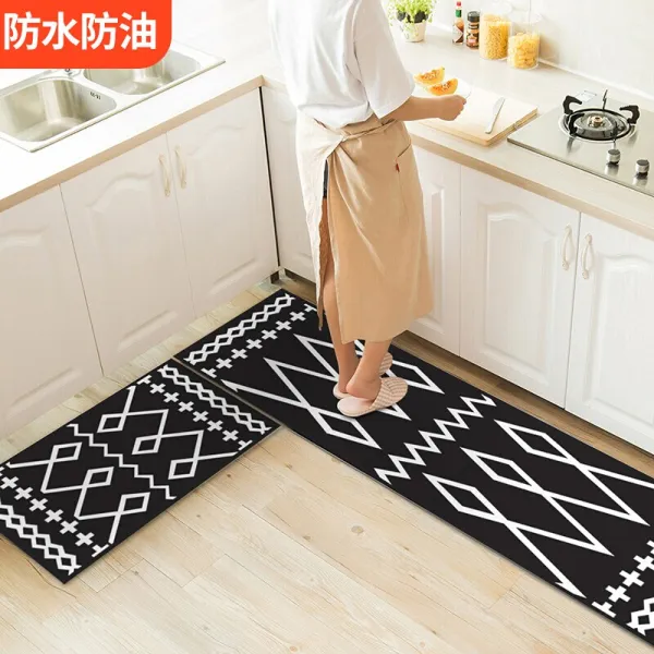 주방 바닥은 길게 미끄럼 방지 방수 가정용 깔개 깔개 입구 깔개 깔개 깔개 고전적인 검은색 40*120cm(선물 40*60cm), 단일상품