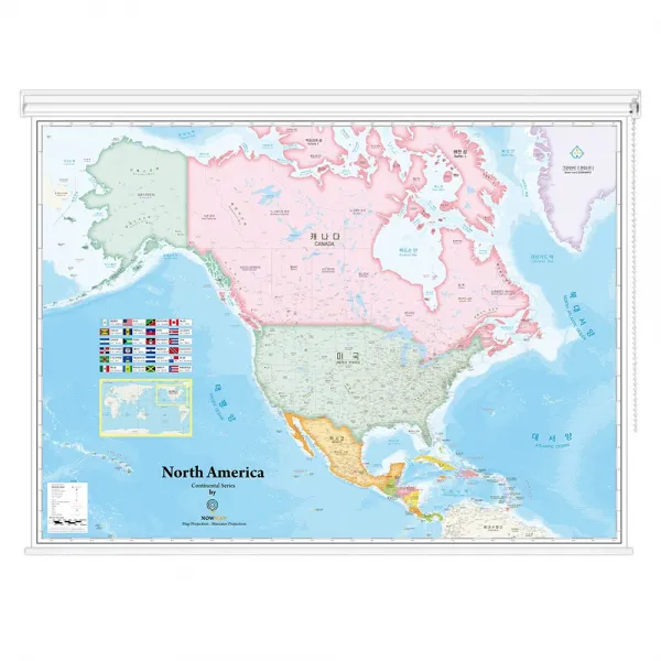 나우맵 대륙별지도 10종시리즈 롤스크린 세계전도 여행 포스터 07. 북아메리카지도
