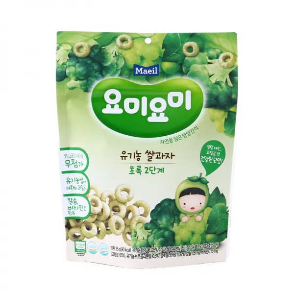 [메가마트] 요미요미 유기농쌀과자 초록 12개월 25g, 필수