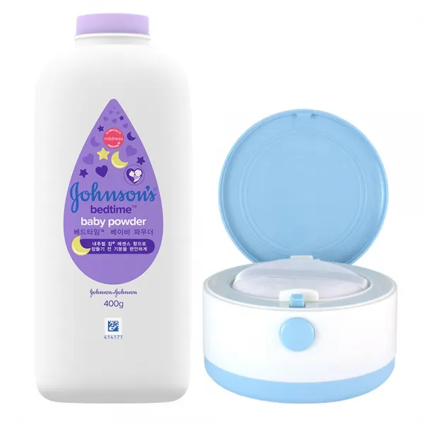 보니비노 자동 1단 분통 + 존슨즈 내츄럴 캄향 400g, 블루+분첩