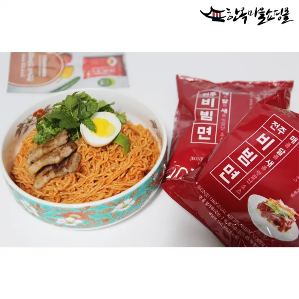 전주비빔면 150gx10개입 천년누리전주빵 비건식품 비빔면소스 비빔면양념장 육쌈냉면 캠핑음식, 비선물용