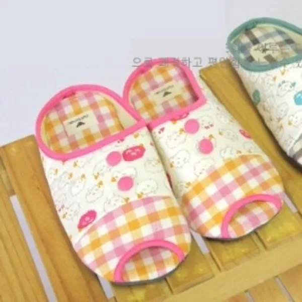 아돌포이 만족감 좋은 잘 벗겨지지 만원대 선물 않고 쿠션이 편안한 체크양 거실화 실내화 E-1766940, 핑크
