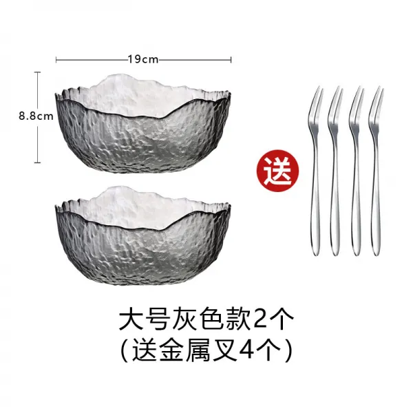 투명 유리샐러드볼 가정용 노르딕 독창적 금색과 개성을 묘사하다 디저트 그릇 아침공기, 재색 유리 볼 큰사이즈 라지 2개