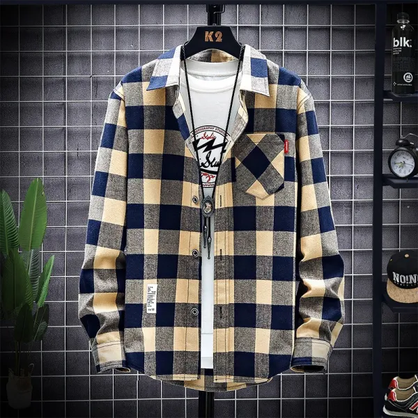 Nov.20 64번 체크셔츠 남성트렌드 캐주얼 시크 주니어 학생 추동 아우터 긴팔 셔츠 남성복습하다Z