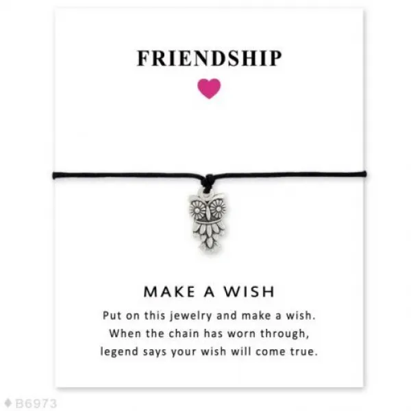  해외 남녀 여자 우정 문 약혼 웨딩 들러리 소원 실버 올빼미 코끼리 매력 팔찌 B6973
