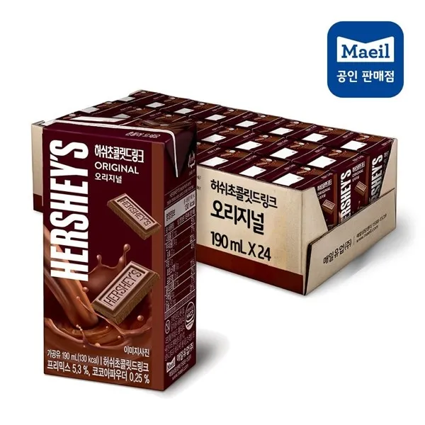 매일유업 허쉬초콜릿드링크 오리지널 190ml 24팩, 허쉬초콜릿드링크 오리지널 190ml/24팩
