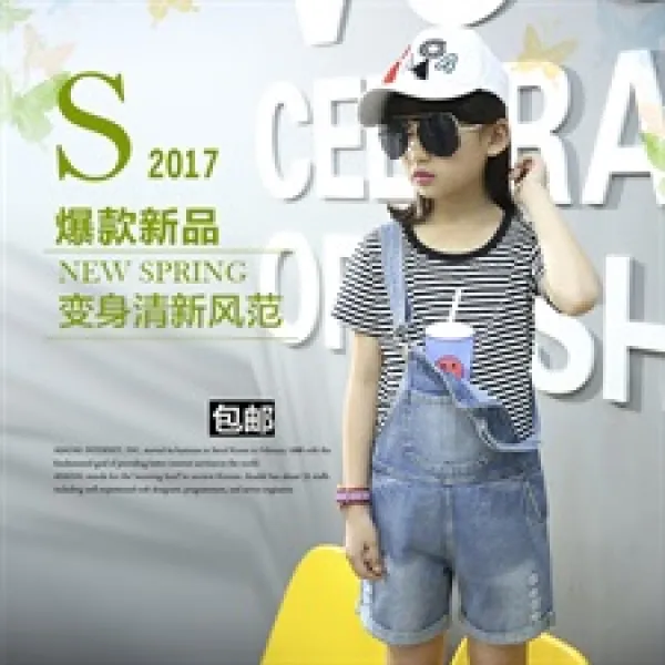 슬립은 매년 여름마다 개성이 간소하다하프 투피스 패션 데님 멜빵바지