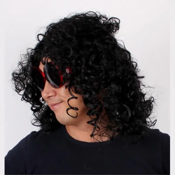 POOKAS 마이클잭슨 코스프레 가발 머리 분장 곱슬머리 파티가발