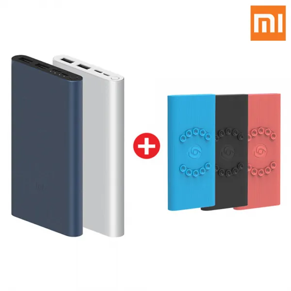 샤오미 5세대 보조배터리 10000mAh 멀티단자 + 젤리 케이스, PLM13ZM, 배터리(실버), 케이스(랜덤발송)