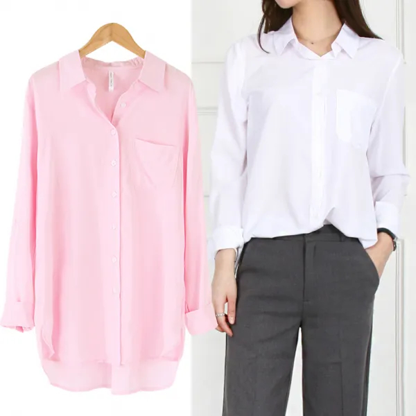 스윗타임 루즈핏 롱남방 블라우스 빅사이즈여성의류 나스셔츠