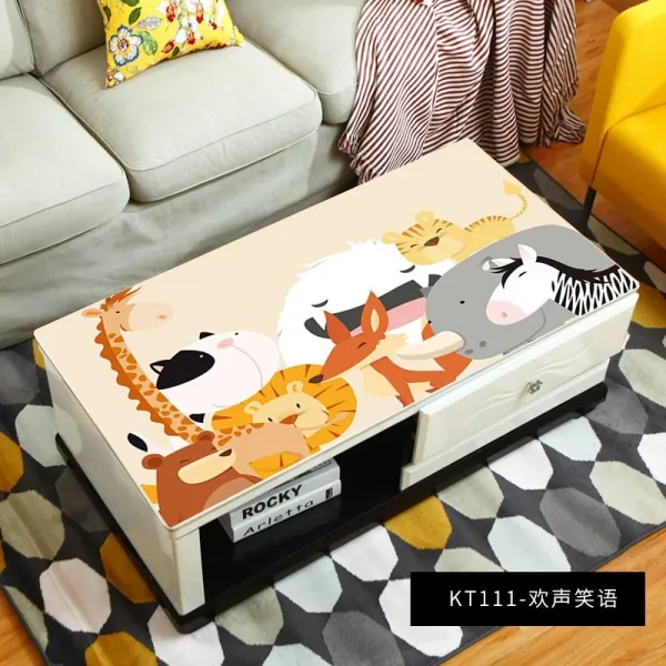 방수테이블보 셀럽 애니메이션 pvc프린팅 티테이블보 모던 심플 가정용 거실 방수 화상방지 직사각형 식탁보 두꺼운, T04-KT111-웃음소리, C06-80*80cm