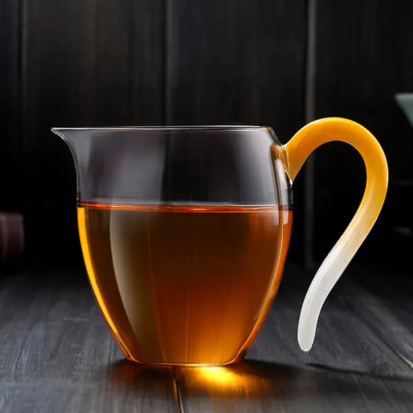 구름 위 유리 공도 컵 투명 차 해 내열 분 다기 쿵푸 부품 유리잔 누수 국화 채색 백옥 도컵